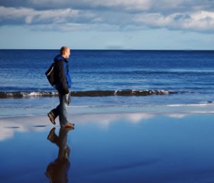 walking on the beach